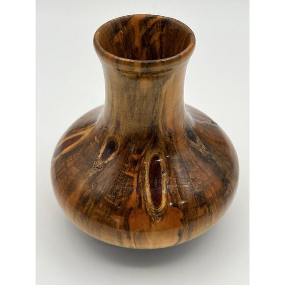 VTG Rare Norfolk Island Pine Hand Turned Wood Vase By D. Van Doren Artist signed - Picture 12 of 16